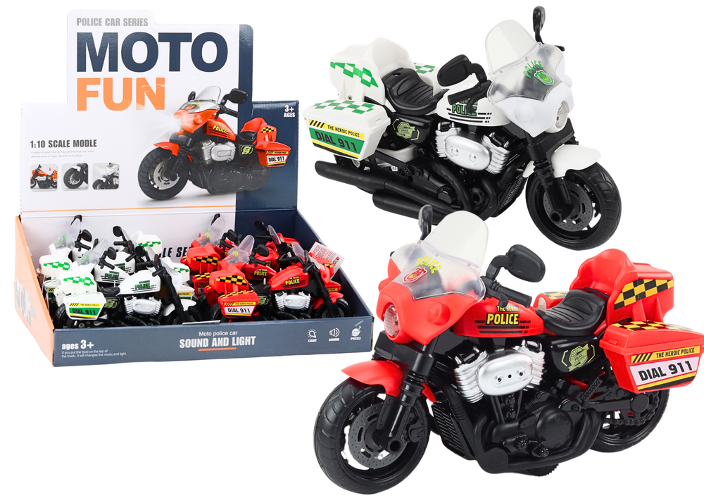 Policijos motociklas 1:10 su šviesomis ir garsais