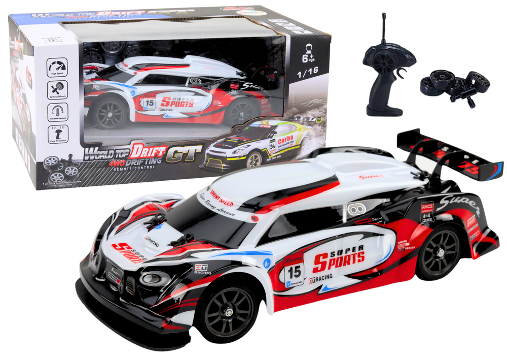 Rc sportinis automobilis 1:16 su keičiamais ratais