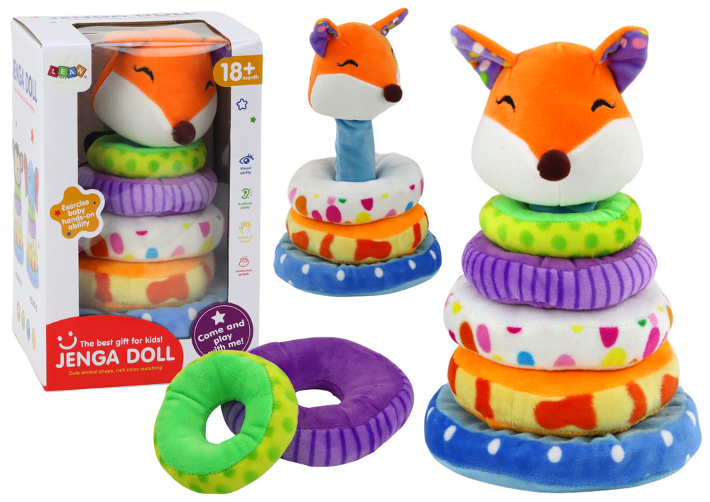 Pliušinė piramidė lapė lean toys, 6 d, 27 cm