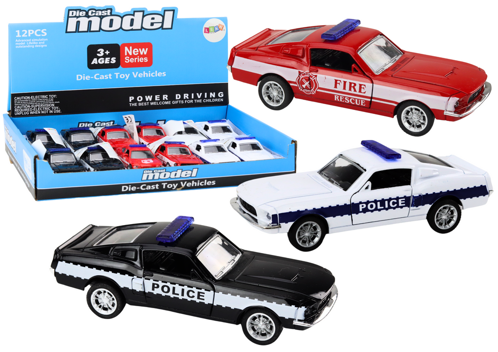 Mašinėlė police car fire department privileged vehicles 1:32 mix
