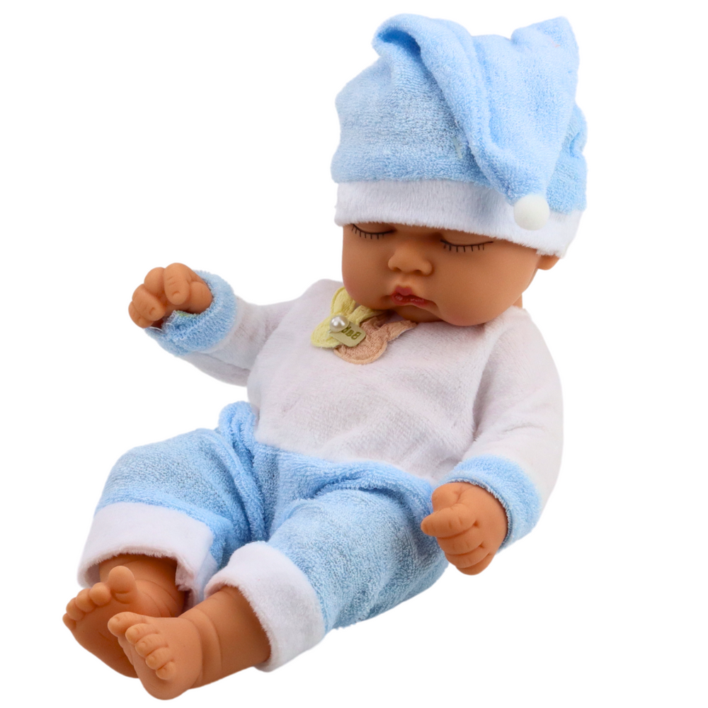 Lėlė kūdikis mėlynais pižamos rūbais, 24 cm 2