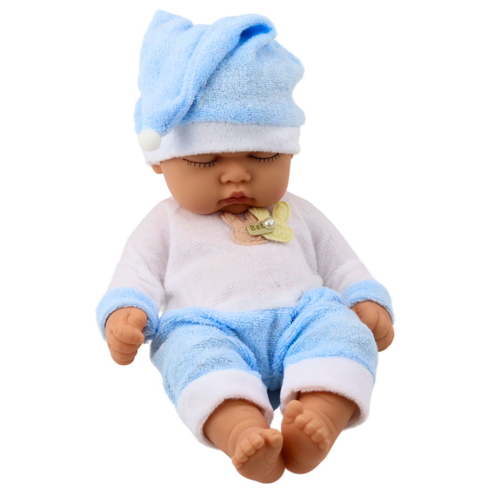 Lėlė kūdikis mėlynais pižamos rūbais, 24 cm 1
