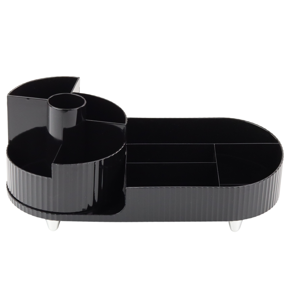 Dėklas kosmetikai ir biuro reikmenims, juodas, 360° sukinėjamas, 34.5x14.7x14.3 cm