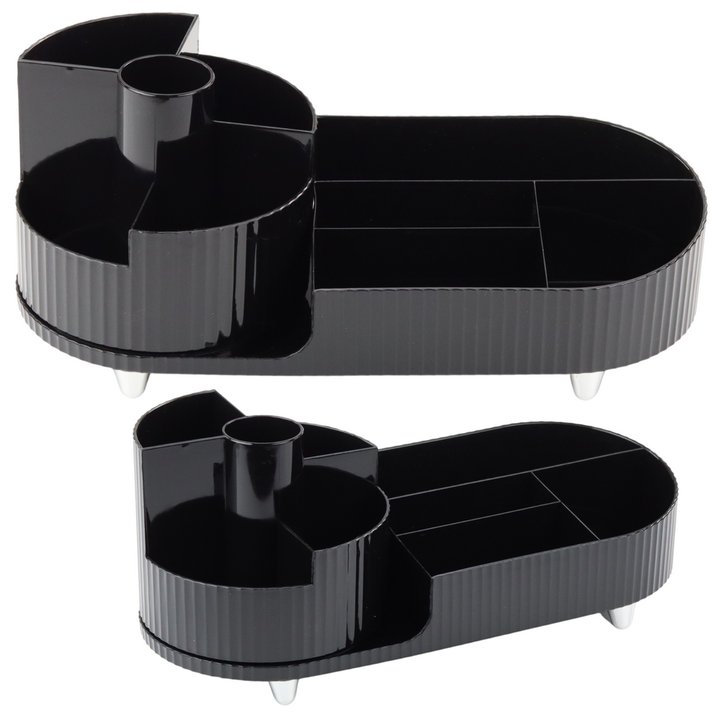 Dėklas kosmetikai ir biuro reikmenims, juodas, 360° sukinėjamas, 34.5x14.7x14.3 cm