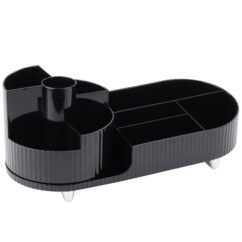 Dėklas kosmetikai ir biuro reikmenims, juodas, 360° sukinėjamas, 34.5x14.7x14.3 cm