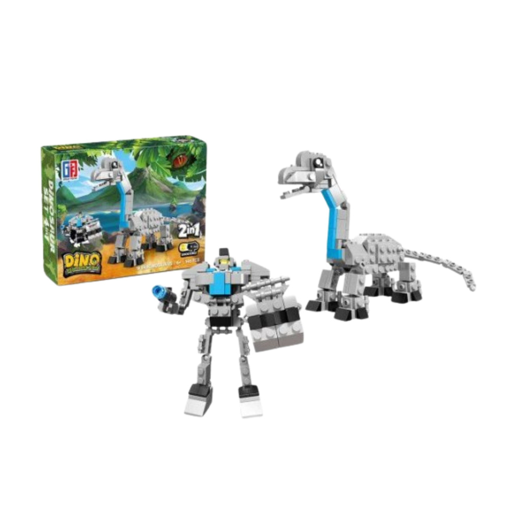 Dinozaurų ir robotų konstrukciniai blokeliai 2-in-1, 50-70 vnt.