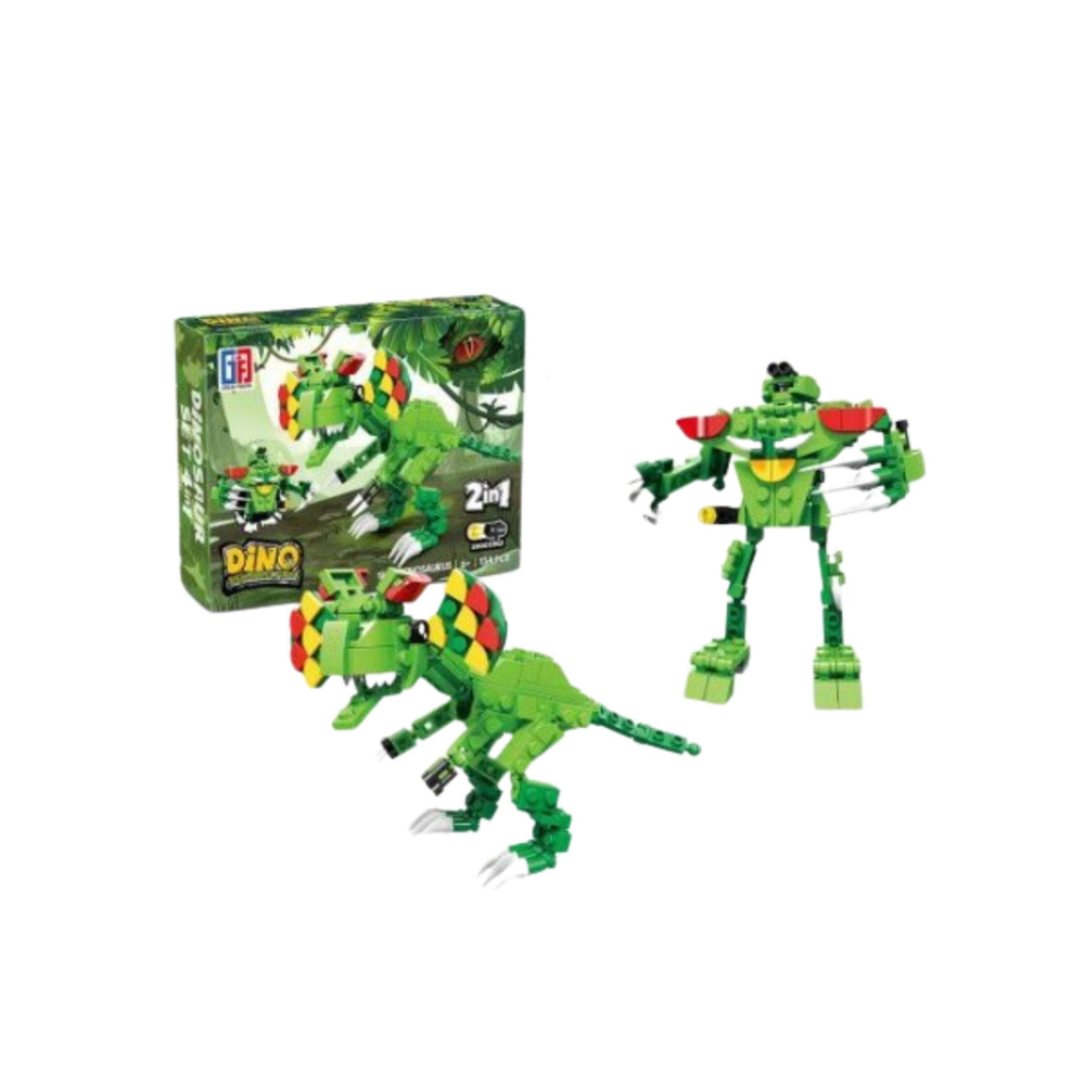 Dinozaurų ir robotų konstrukciniai blokeliai 2-in-1, 50-70 vnt.