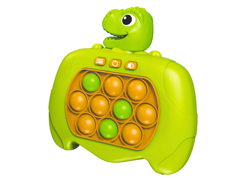 Žaidimas pop-it dinozauras su šviesos efektais, 999 lygiai, žalias