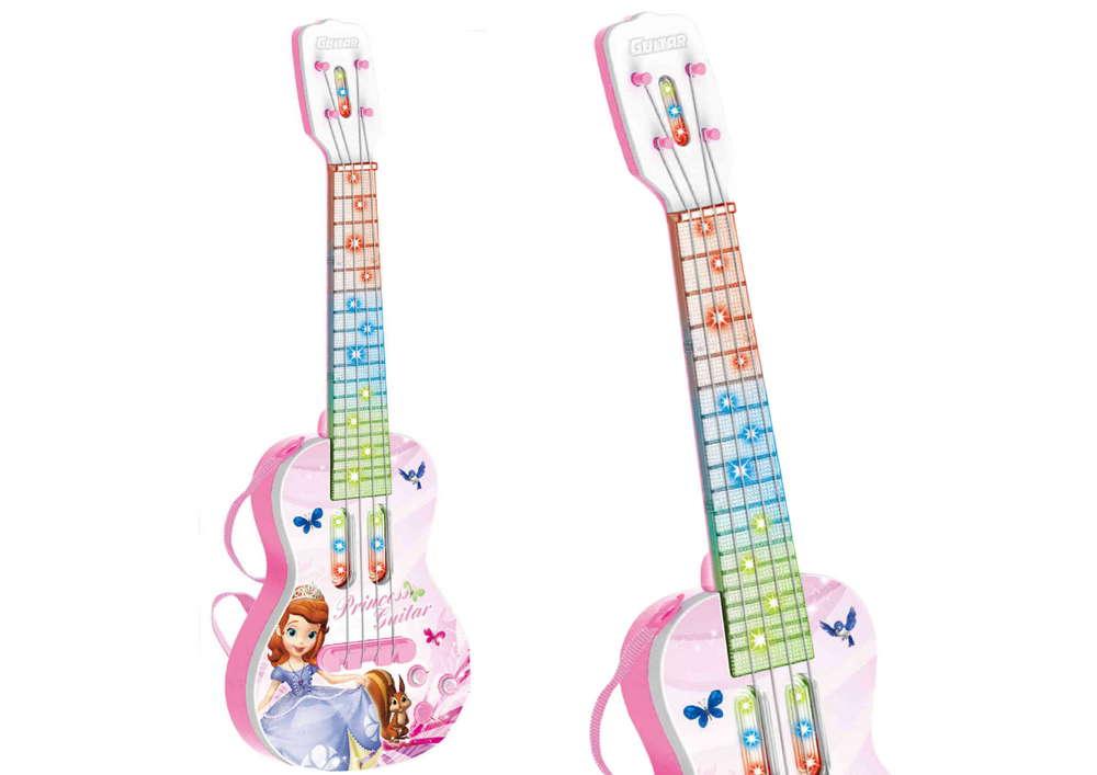 Vaikiška rausva elektrinė gitara su princesės motyvu 1