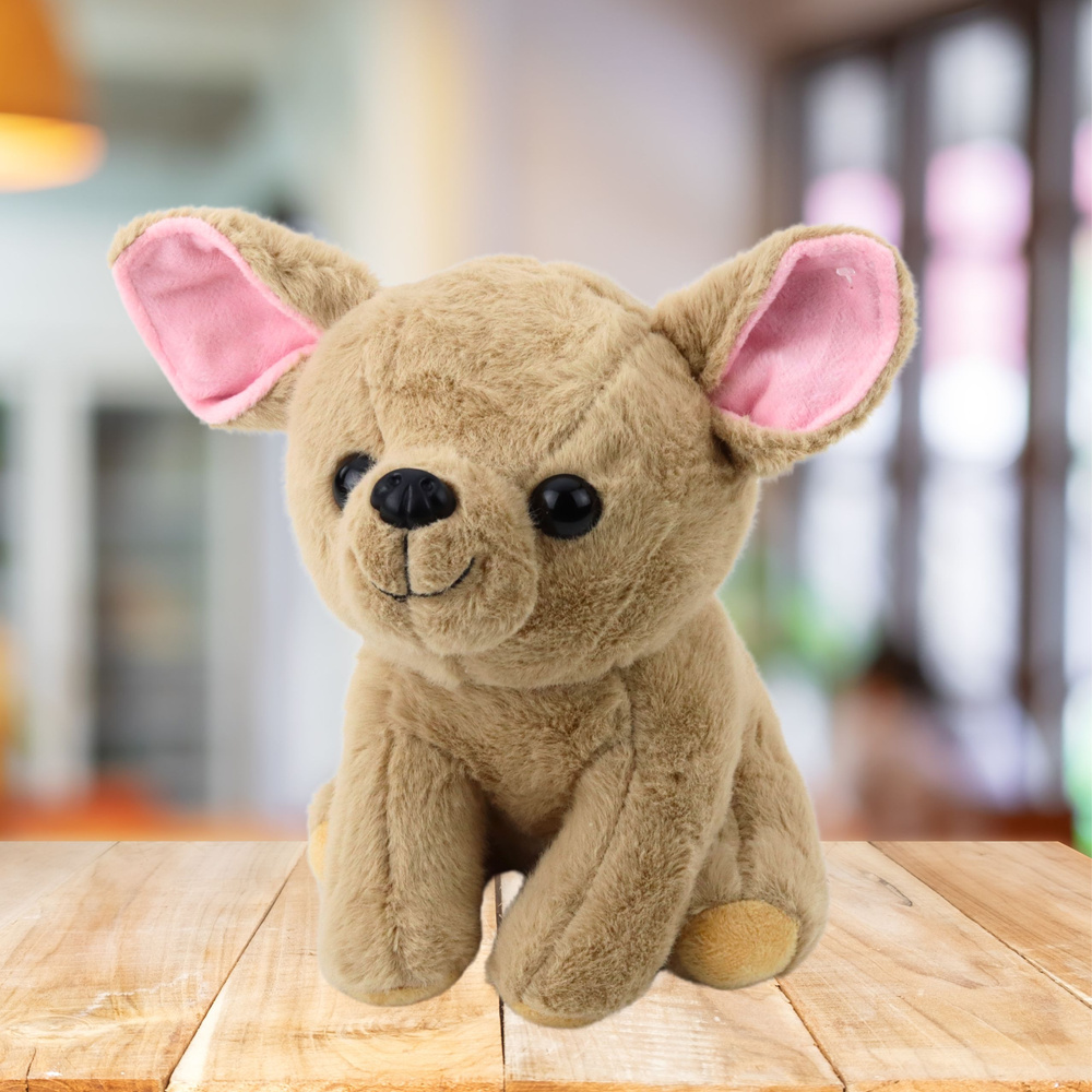 Žaislinis pliušinis šuo chihuahua, 22 cm, smėlinis