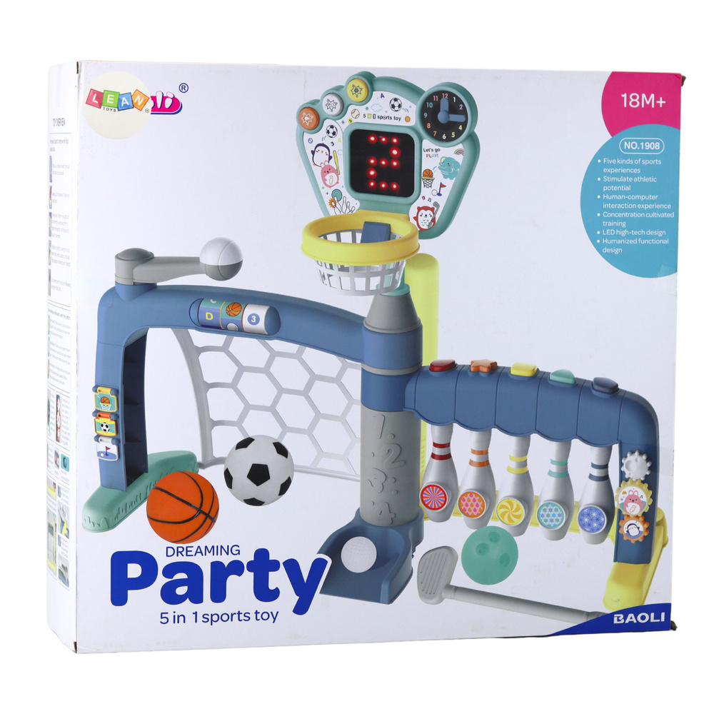 5-in-1 vaikų sporto žaidimų rinkinys su led lentele