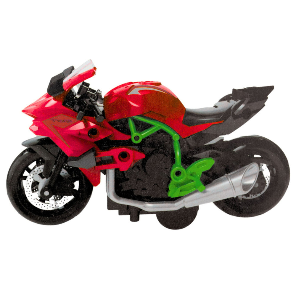 Motociklo modelis 1:14, žalia-raudona spalvos 1