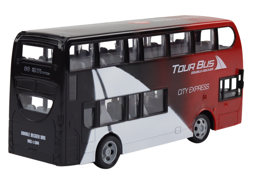 Nuotoliniu būdu valdomas dviaukštis autobusas su šviesomis 29x13.5x7.5 cm