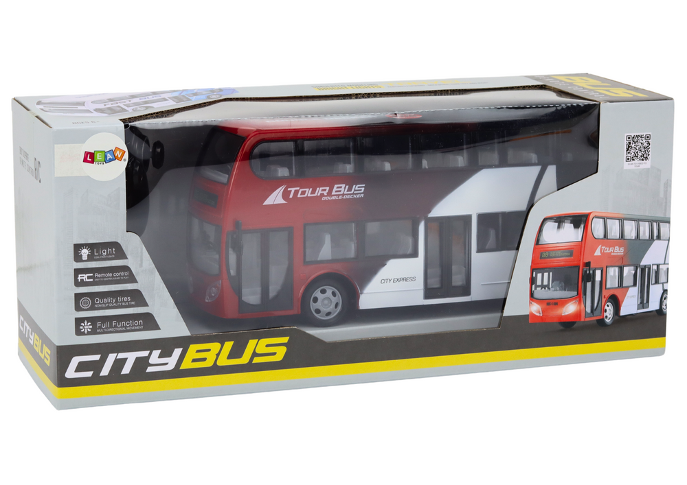 Nuotoliniu būdu valdomas dviaukštis autobusas su šviesomis 29x13.5x7.5 cm