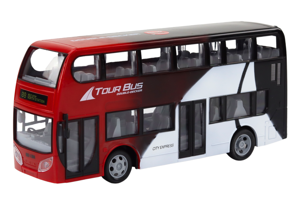 Nuotoliniu būdu valdomas dviaukštis autobusas su šviesomis 29x13.5x7.5 cm