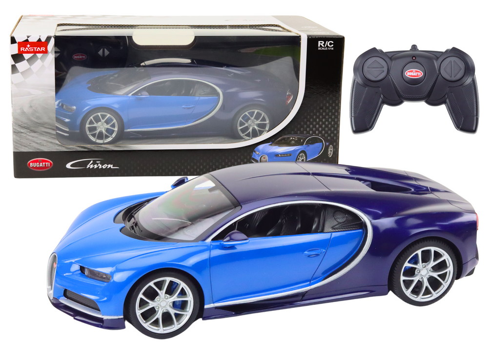 Nuotolinio valdymo automobilis bugatti chiron 1:14 mėlynas