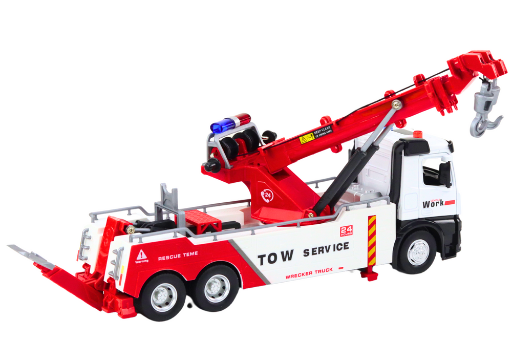 Žaislinis sunkvežimis su kranu, garsais ir šviesomis lean toys