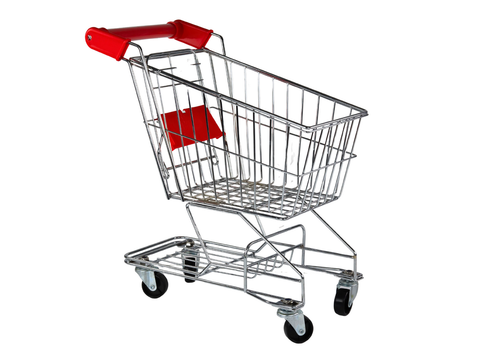 Vaikiškas metalinis pirkinių vežimėlis lean toys