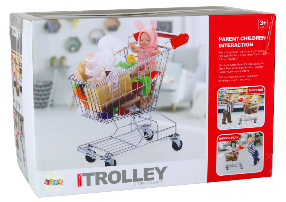 Vaikiškas metalinis pirkinių vežimėlis lean toys