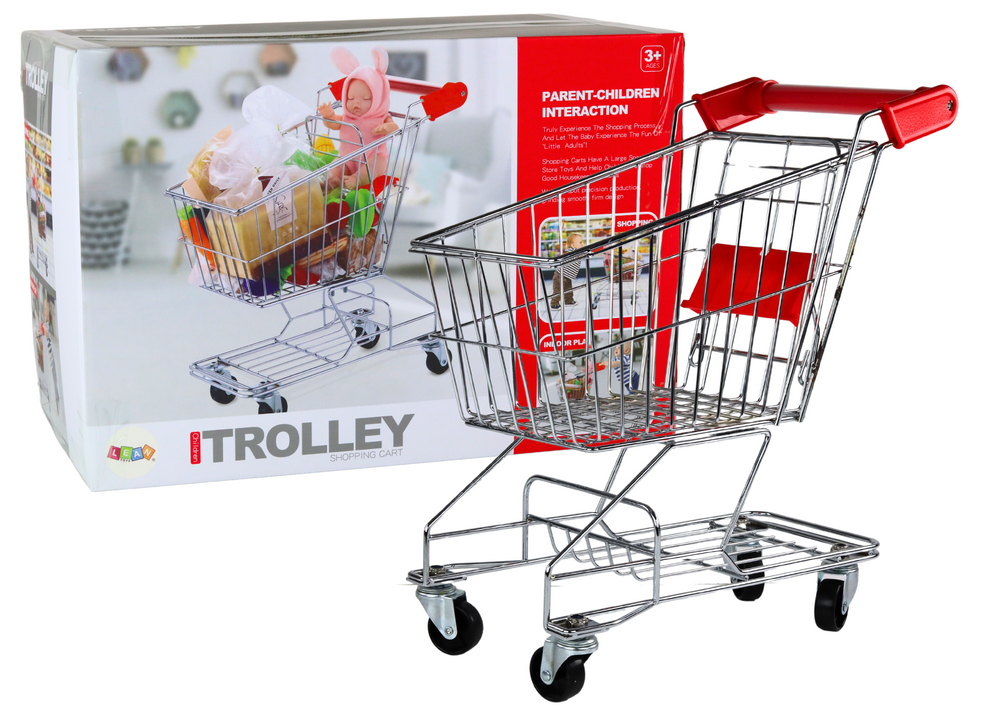 Vaikiškas metalinis pirkinių vežimėlis lean toys