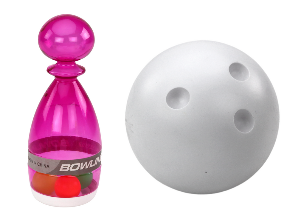 Skaidrių spalvotų bowlingo kėglių rinkinys, 6 vnt.