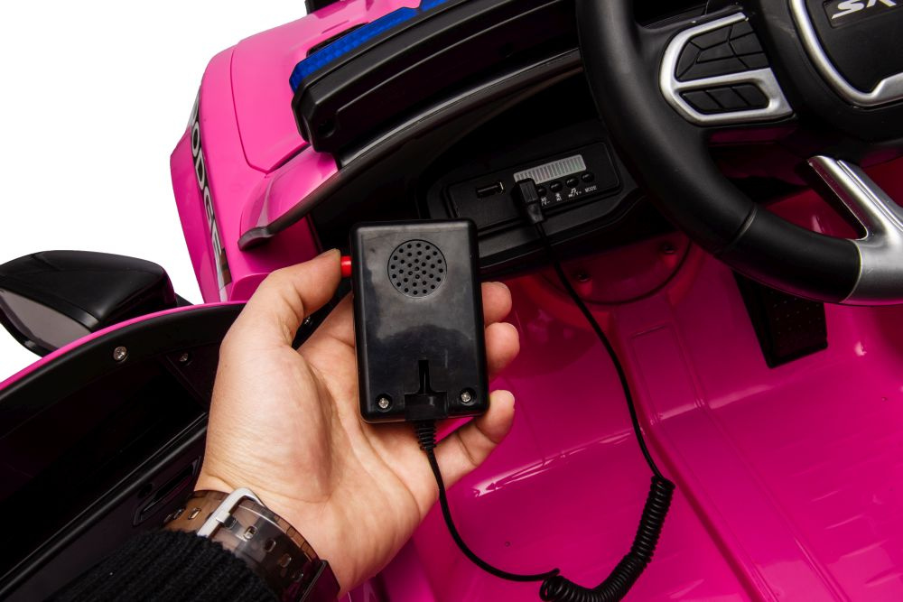 Akumuliatorinis automobilis vaikams dodge charger policija rožinis