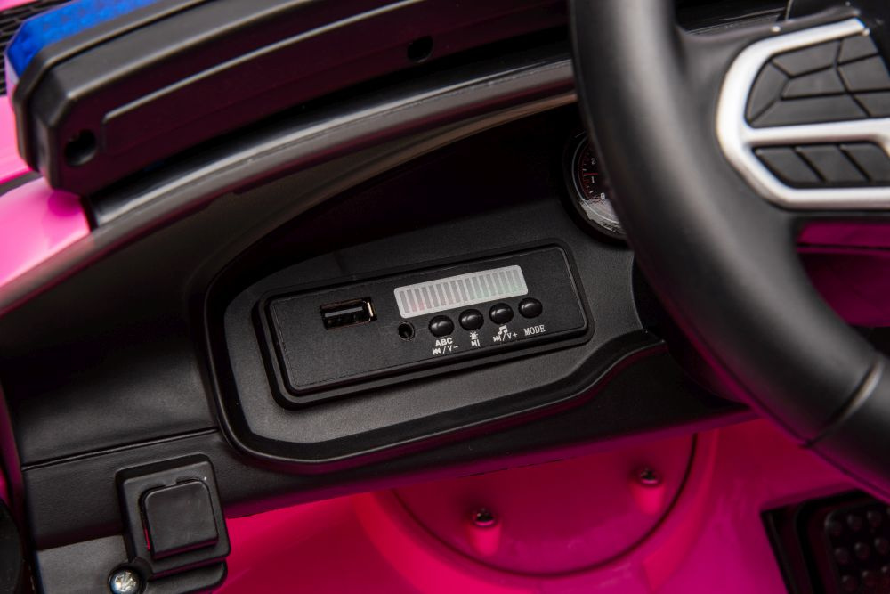 Akumuliatorinis automobilis vaikams dodge charger policija rožinis