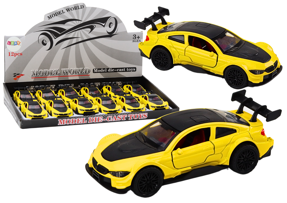 Geltonas sportinis automobilis 1:32 su trinties pavara