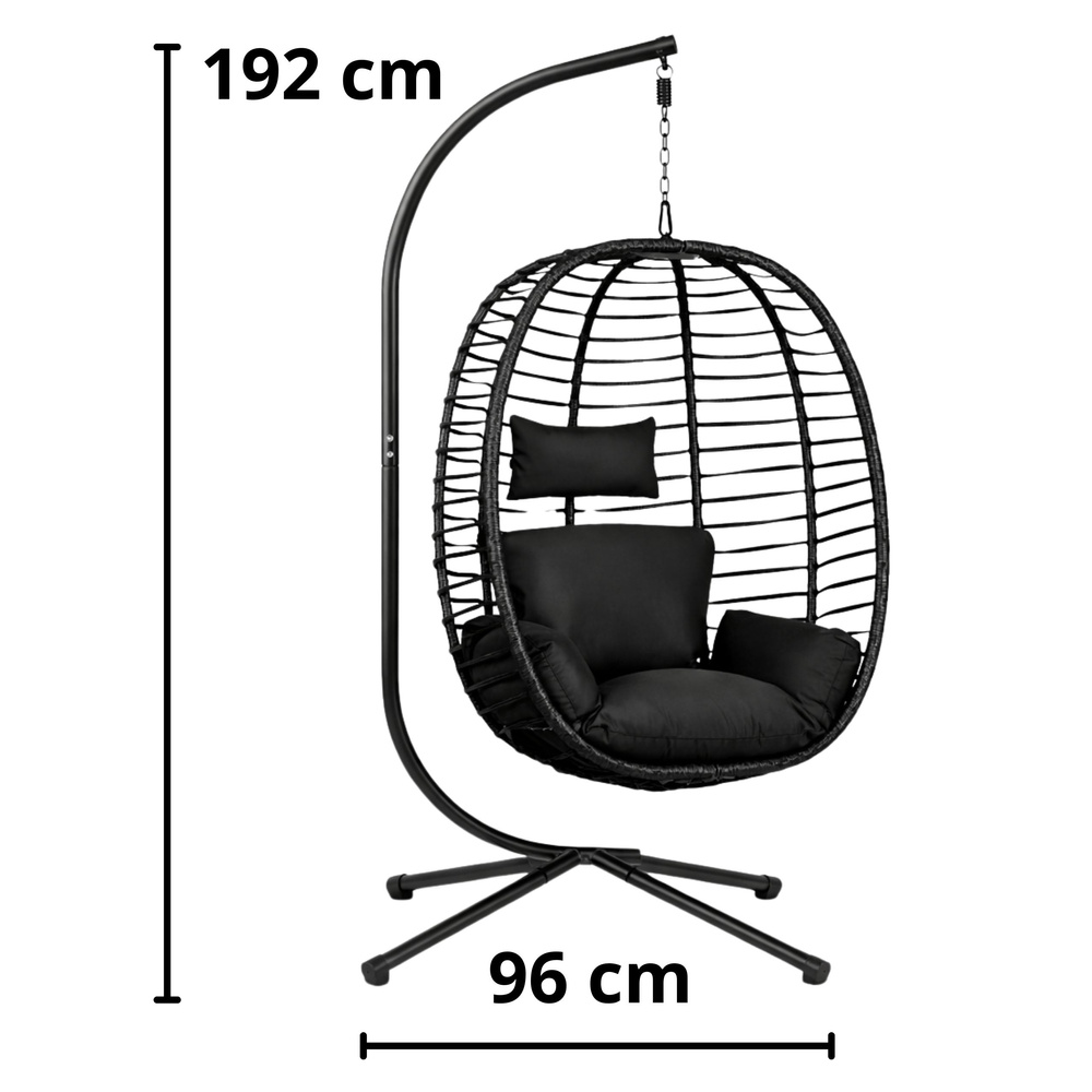 Pakabinamas supamas krėslas juodas 2