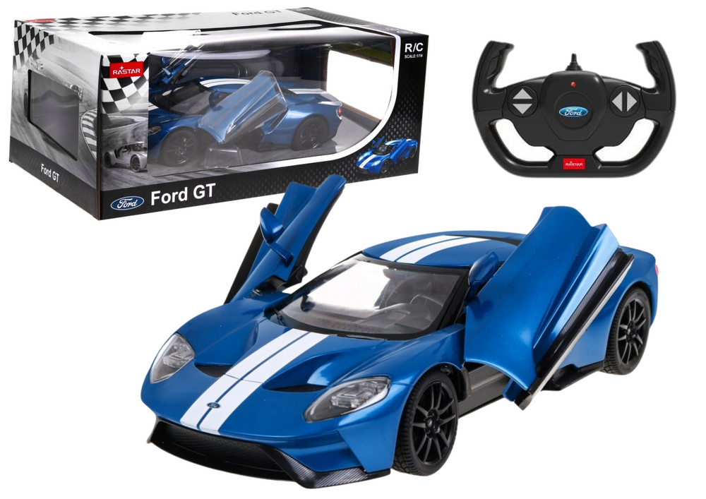 Nuotoliniu būdu valdomas ford gt modelis 1:14 su atidaromomis durimis, mėlynas