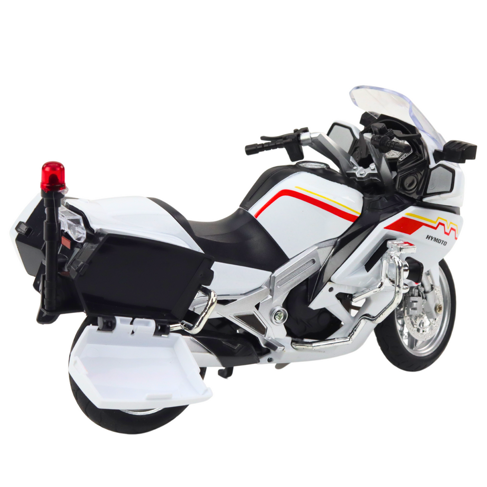 Metalinis motociklas su šviesomis ir garsu – baltai/raudonai/geltonas 1:12