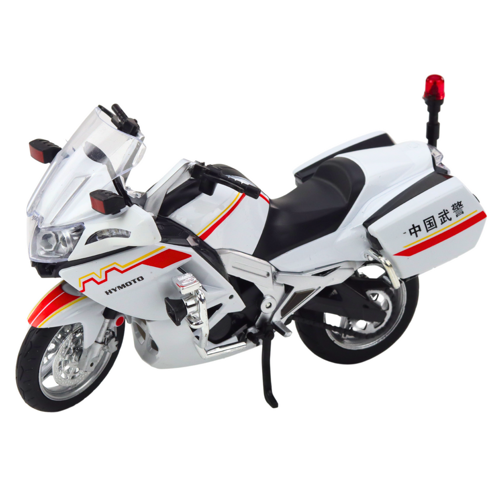 Metalinis motociklas su šviesomis ir garsu – baltai/raudonai/geltonas 1:12