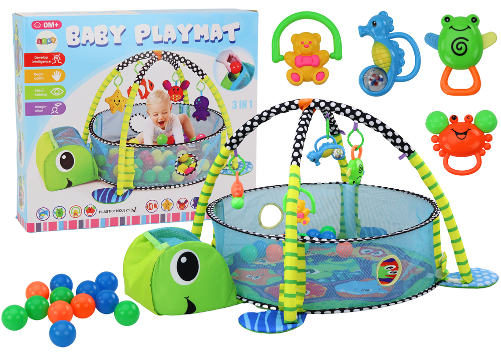 Kilimėlis kūdikiams lean toys 3in1 vėžlys