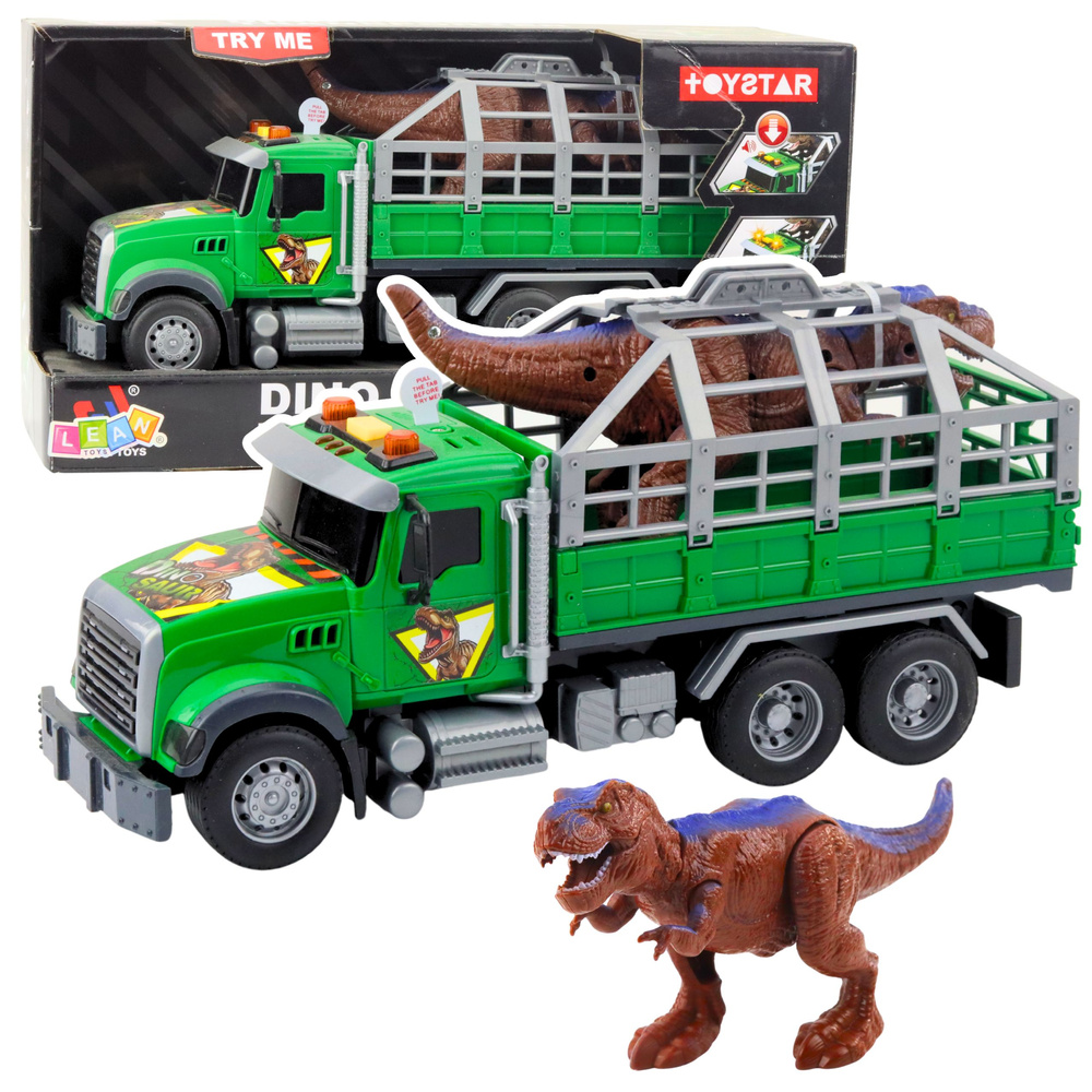 Dinozaurų transportavimo sunkvežimis su šviesos ir garso efektais