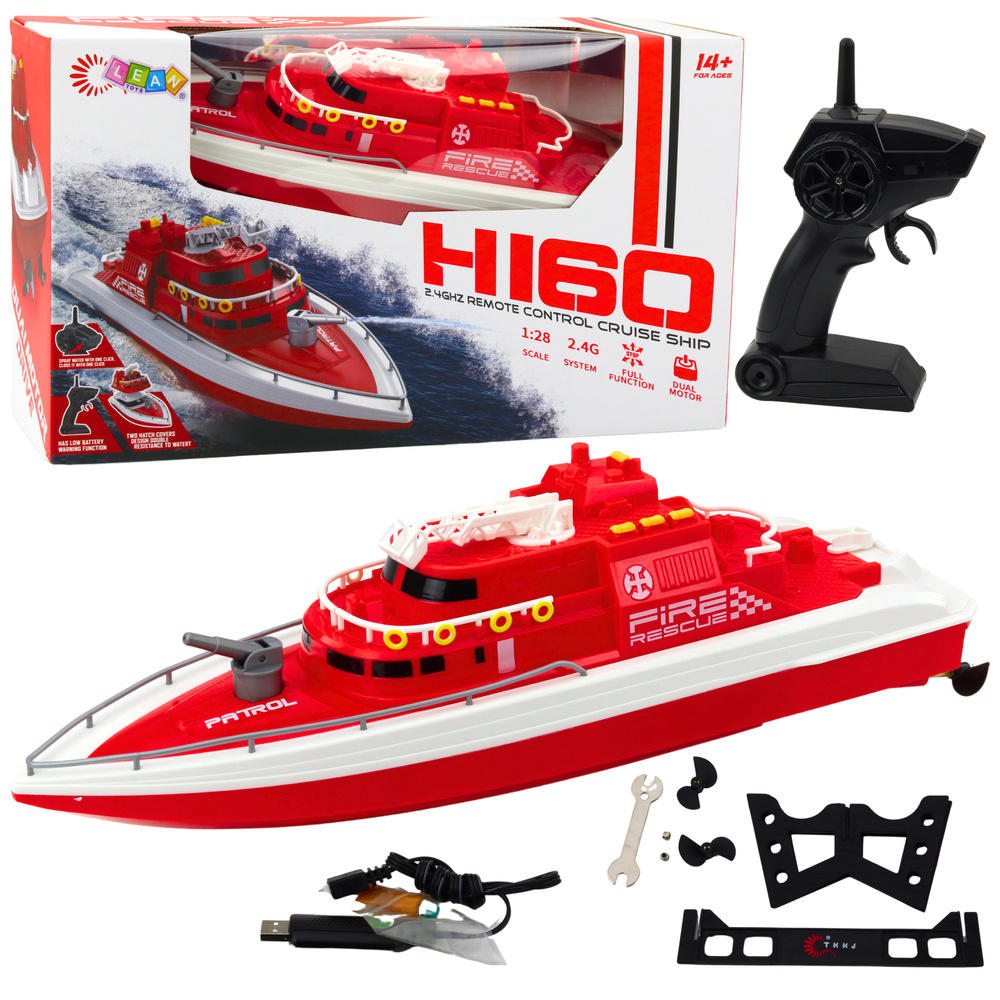 Nuotoliniu būdu valdomas motorlaivis rc 1:28 raudonas 40 cm