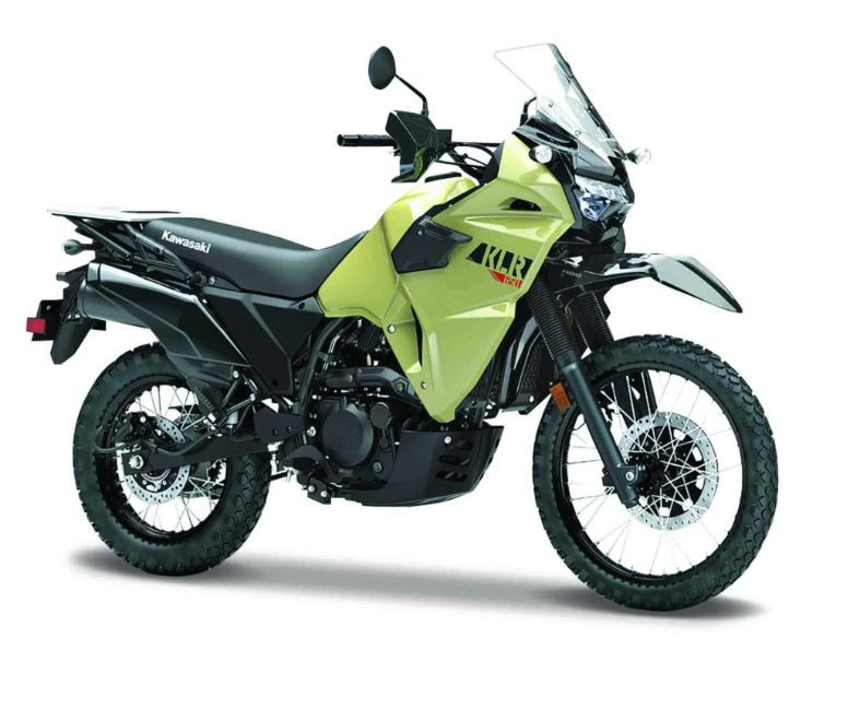 Metalinė kawasaki klr 650 modelis su stovu 1/18