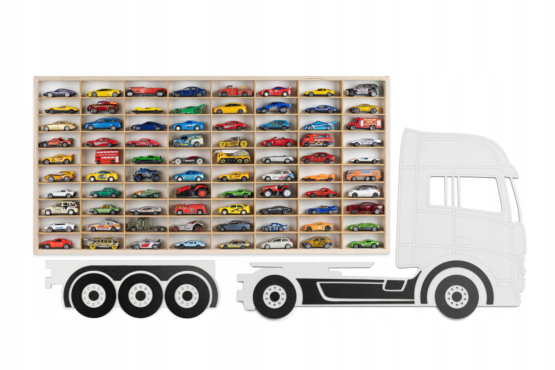 Traktoriaus lentyna kurortams - 80 skyrių mediniai "hot wheels" ratai