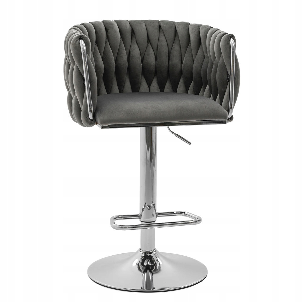 Baro kėdė su pintu atlošu ROSA Grey/Chrome Silver Leg Island