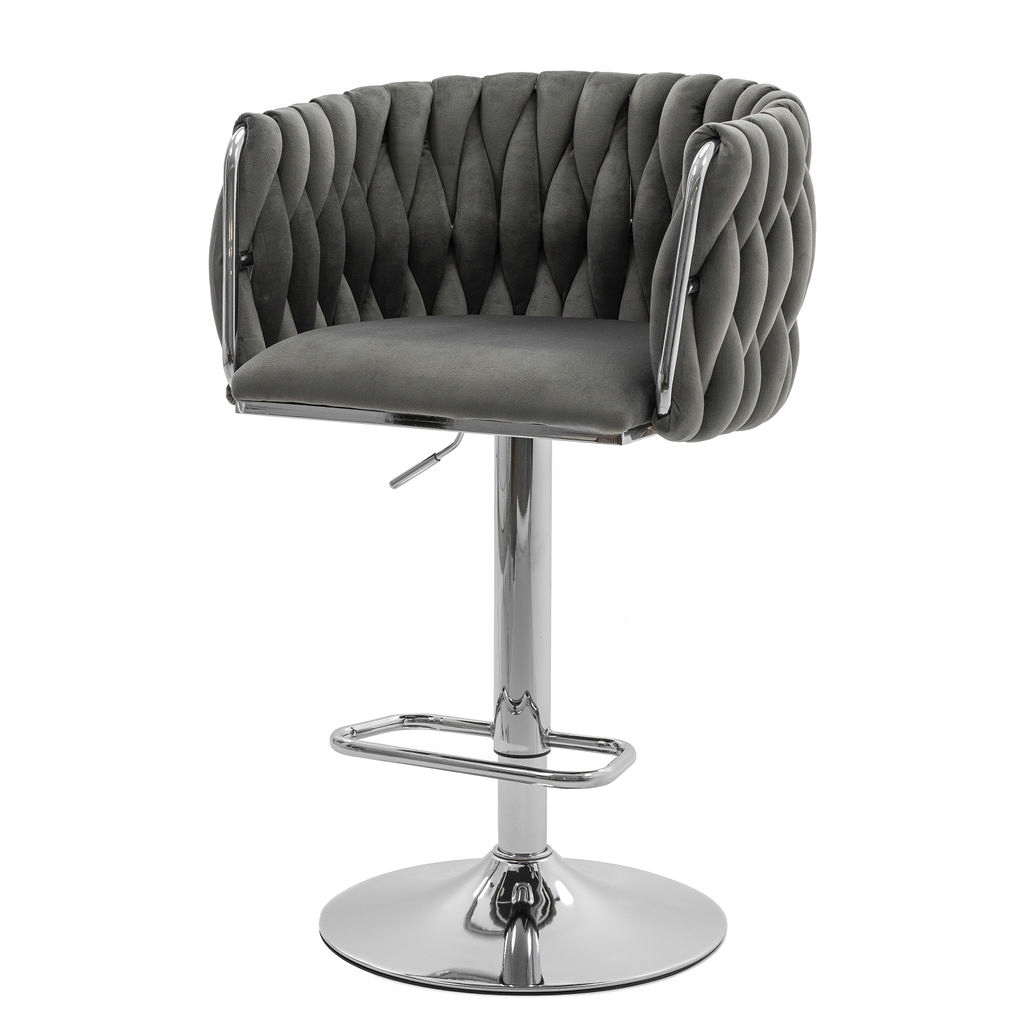 Baro kėdė su pintu atlošu ROSA Grey/Chrome Silver Leg Island