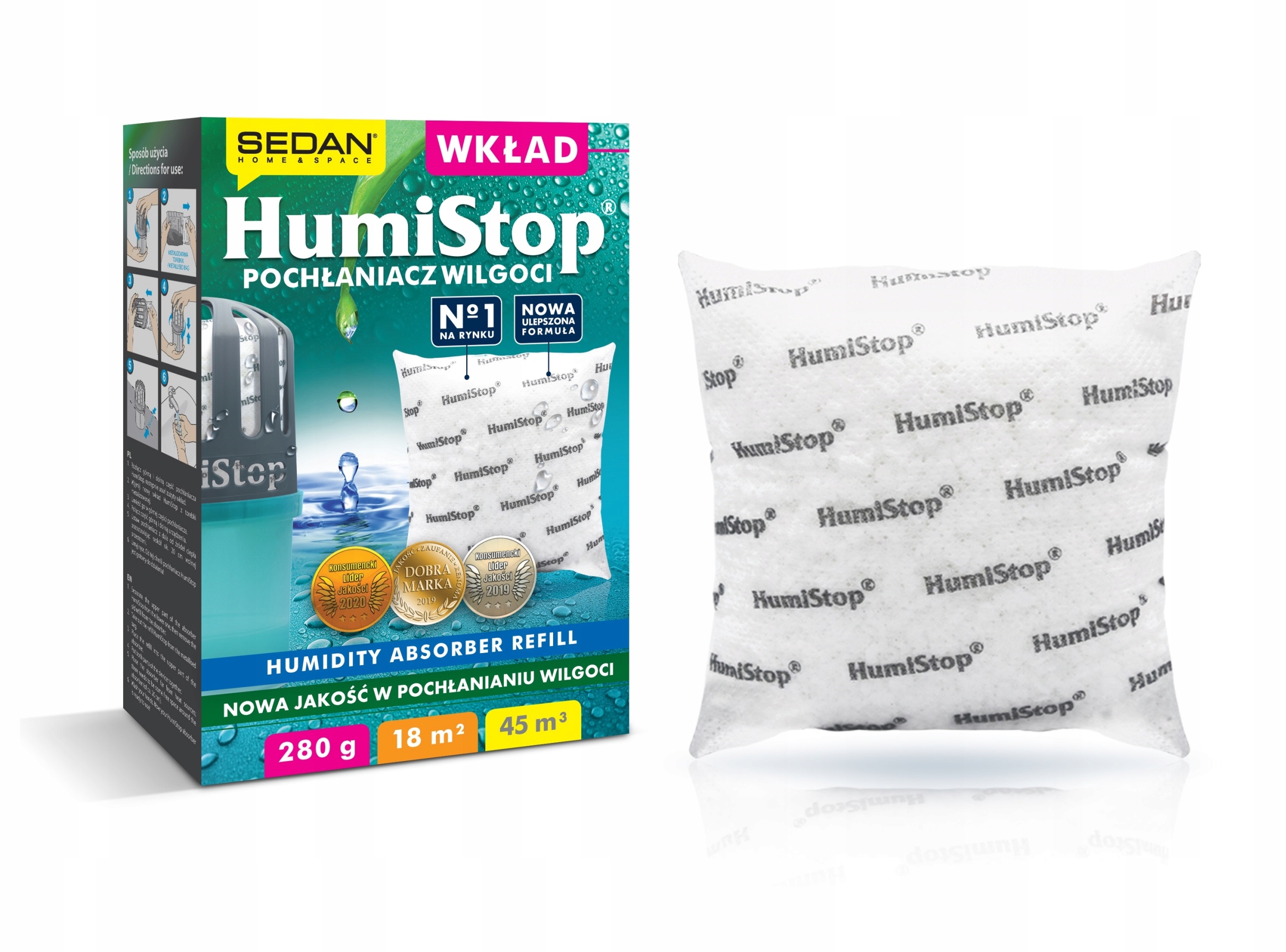 Drėgmės sugėriklio HumiStop papildymas 280g, 18m² (45m3)