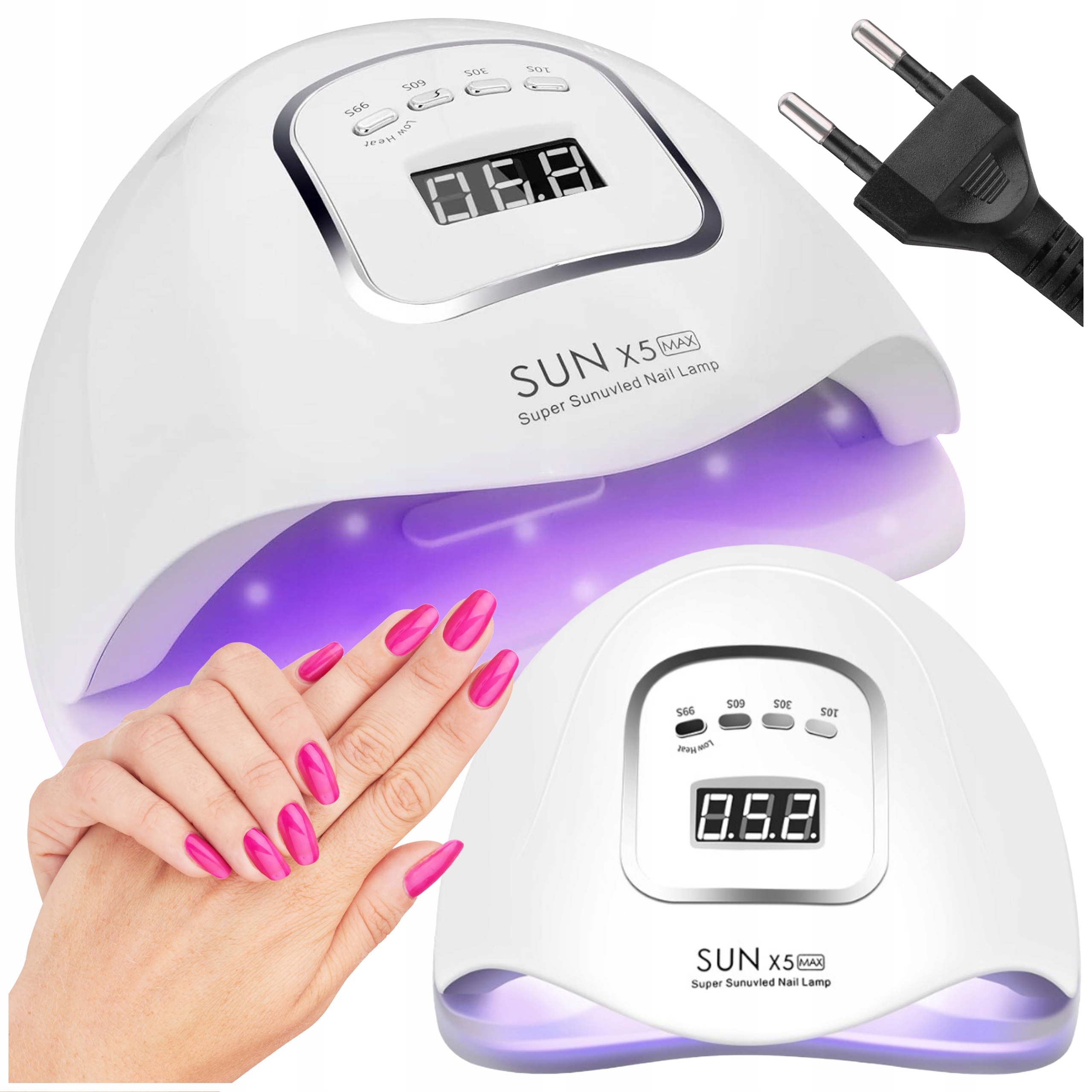 Uv vadovaujama nagų lempa 80w hibridams geliams stipri saulė x5 max lcd hibridai