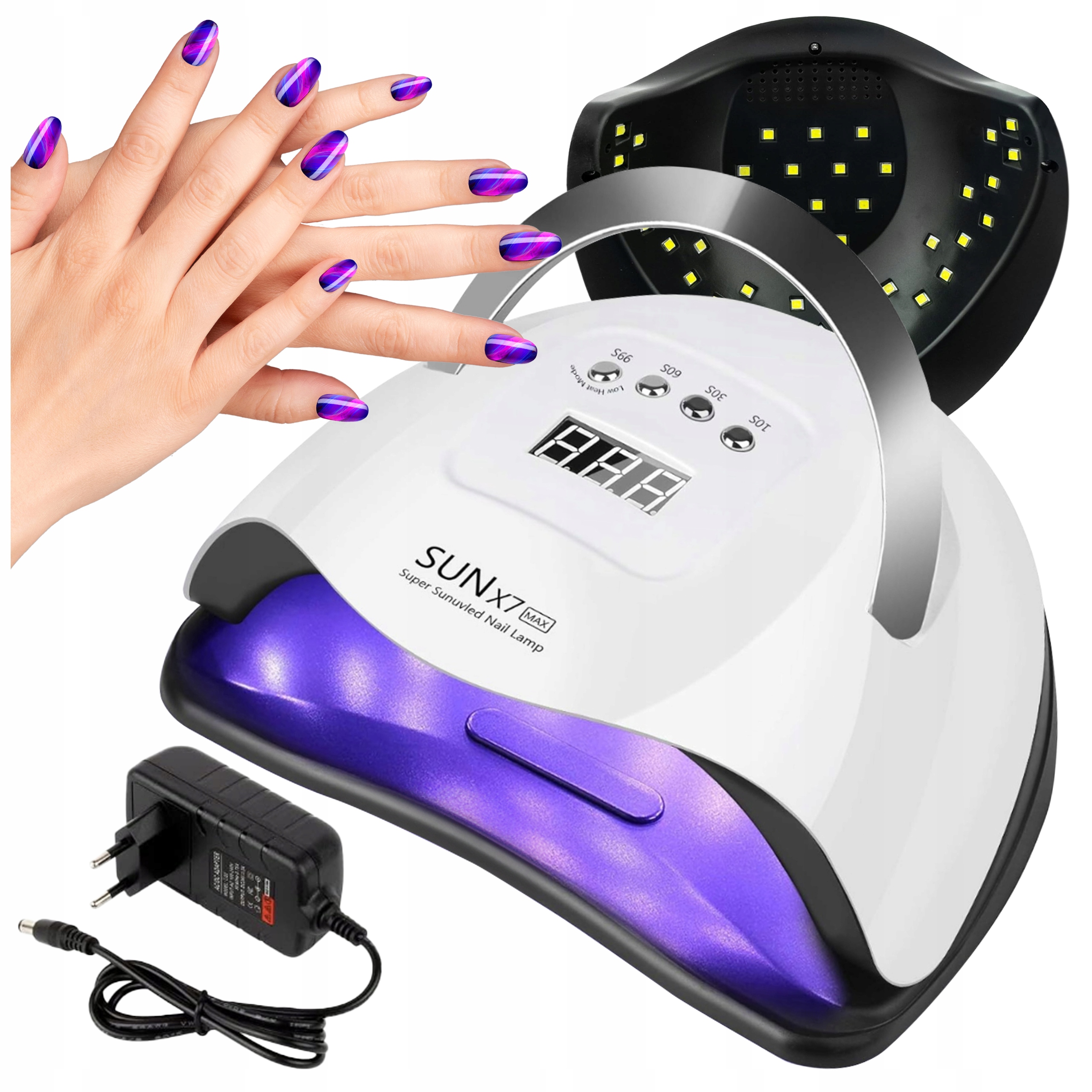 Nagų lempa 220 w uv hibridams, geliams led saulės x7 lcd dvigubas max modelis 2024