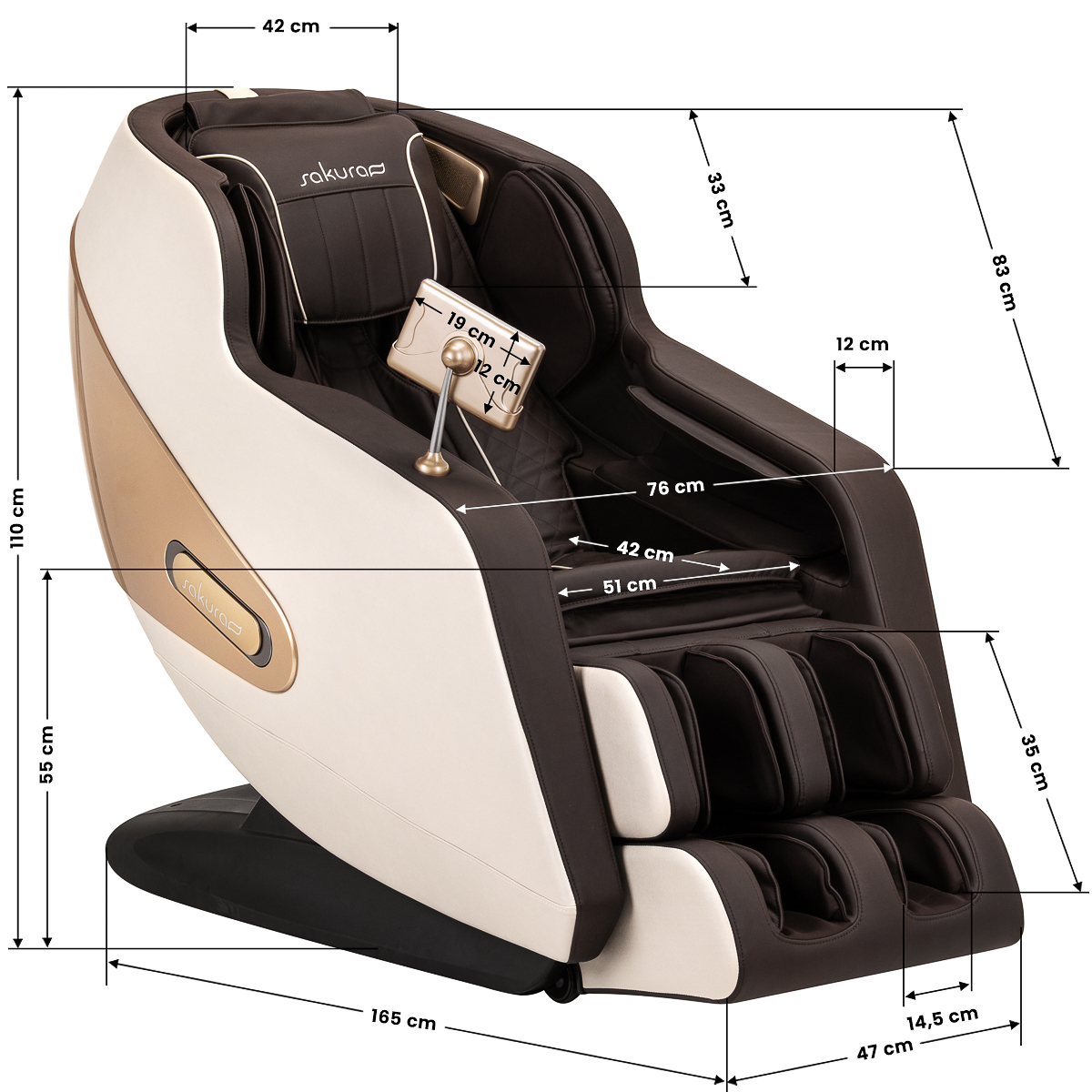 Masažinis fotelis Sakura Comfort Plus 806 – rudos spalvos