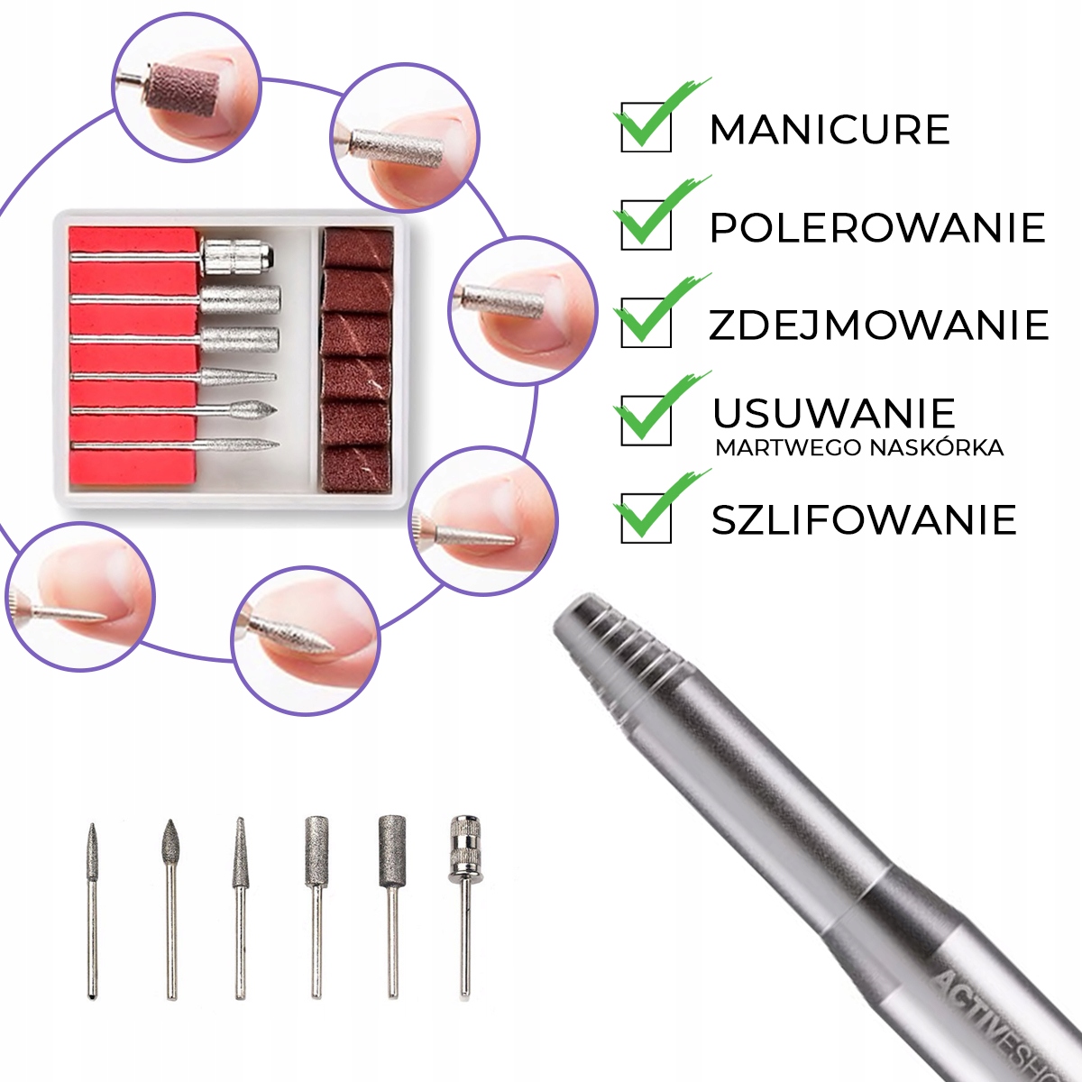 Manikiūro rinkinys, poliruoklis mini pro 203