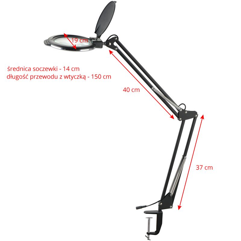 Kosmetologinė LED lempa su lupa 5D 8W (baltos spalvos, tvirtinama prie stalo)