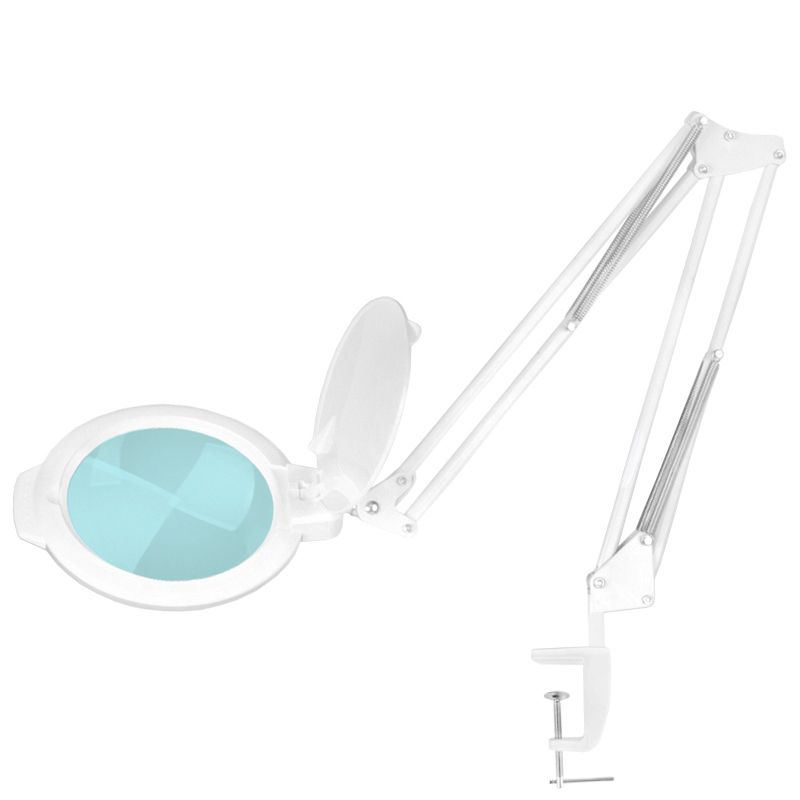 Kosmetologinė LED lempa su lupa 5D 8W (baltos spalvos, tvirtinama prie stalo)