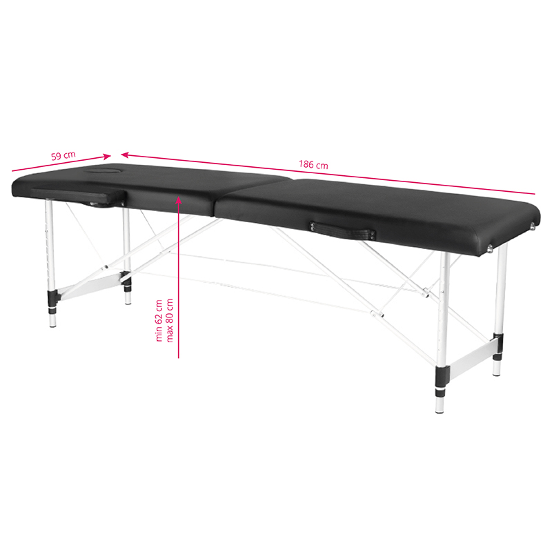 Sulankstomas masažo stalas ALU COMFORT 2 BLACK