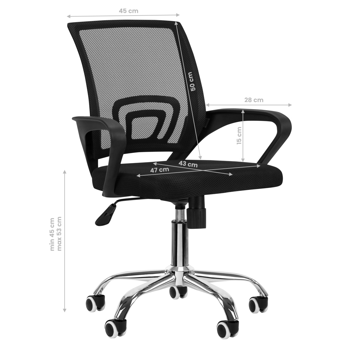 Registratūros, biuro kėdė QS-C01, juodos spalvos