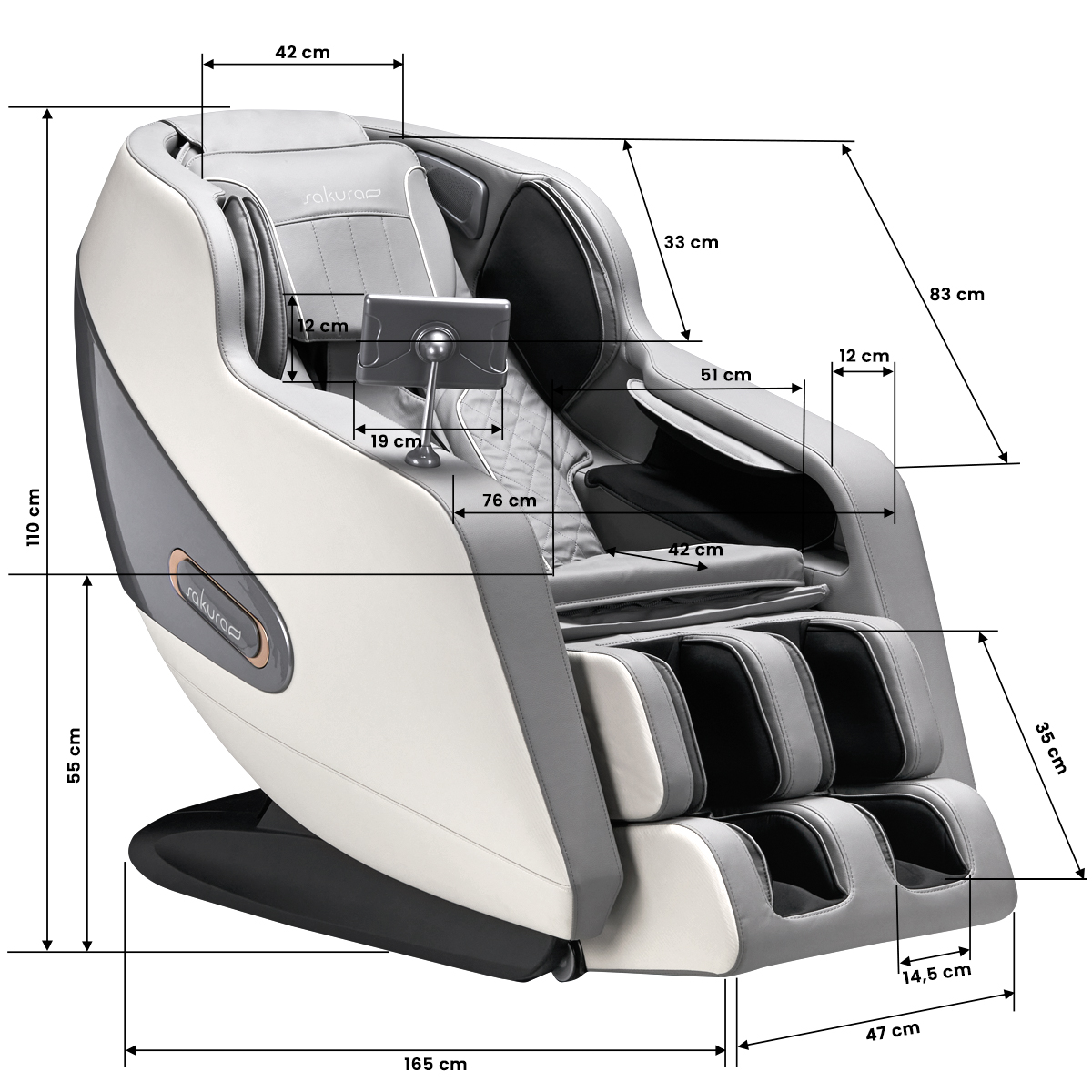 Masažinė kėdė - Sakura Comfort Plus 806 , pilka