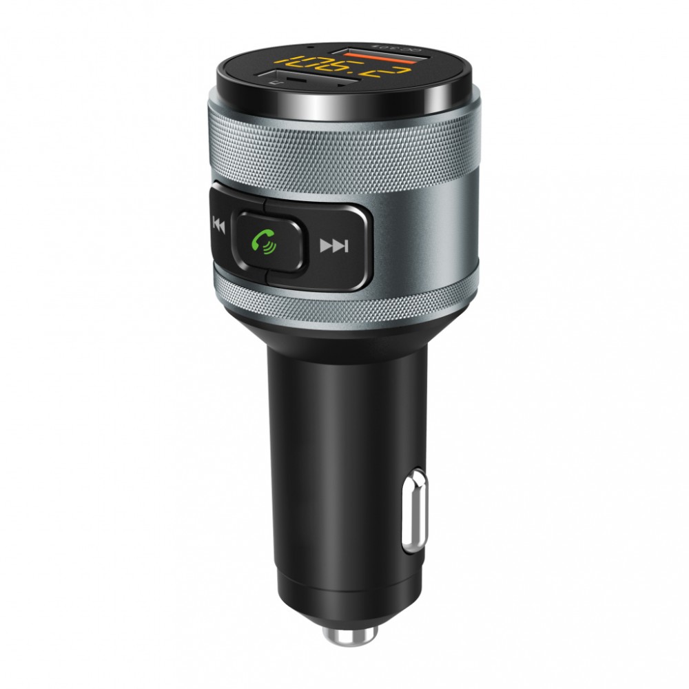 Automobilinis art fm bangų moduliatorius su bluetooth 5.0 + 2 x usb a qc3.0 fm-57, juodas